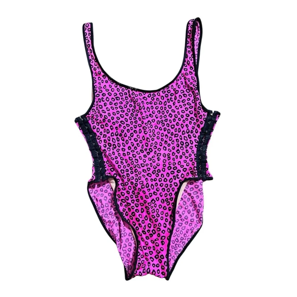 Cole of California Pink Cheetah Print Bathingsuit HTF Sz 12